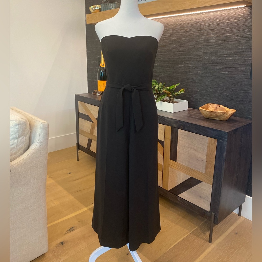 NWT H&M Black strapless tailored bodice wide leg cropped jumpsuit - size 10